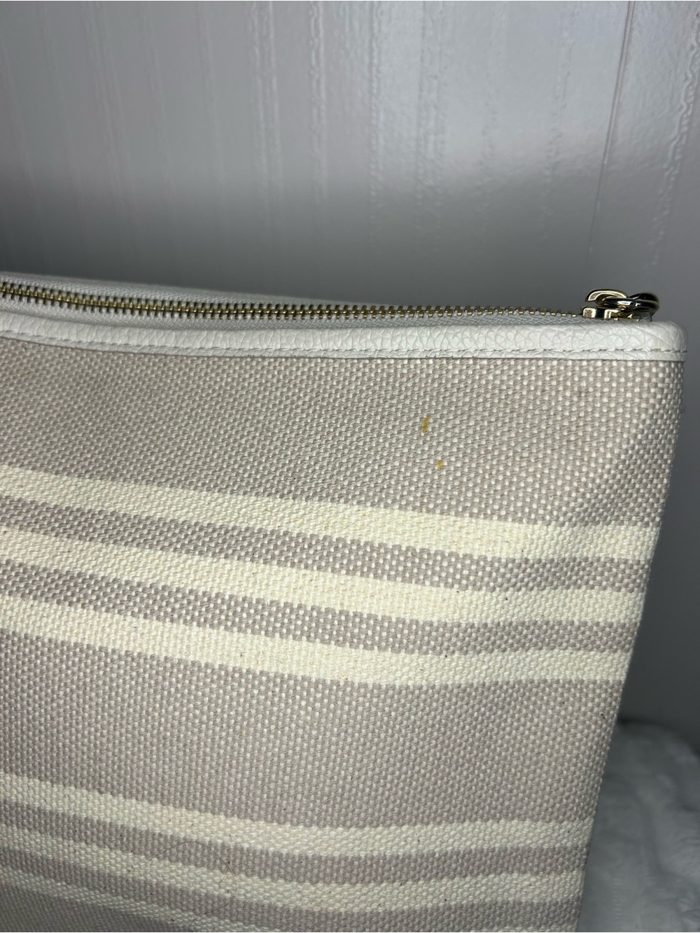 kate spade Neutral Striped Canvas Tassel Pouch in Beige and Cream - Picture 4 of 6